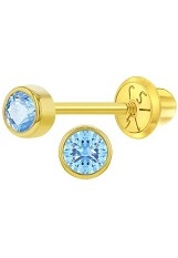 beautiful teeny-tiny gold blue birthstone earrings for babies and children